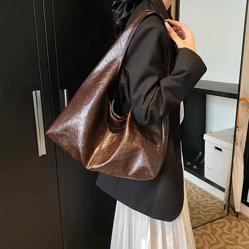 ElvaraHobo Shoulder Bag – Large PU Leather Underarm Handbag | Soft Baguette Purse | Everyday Women’s Bag