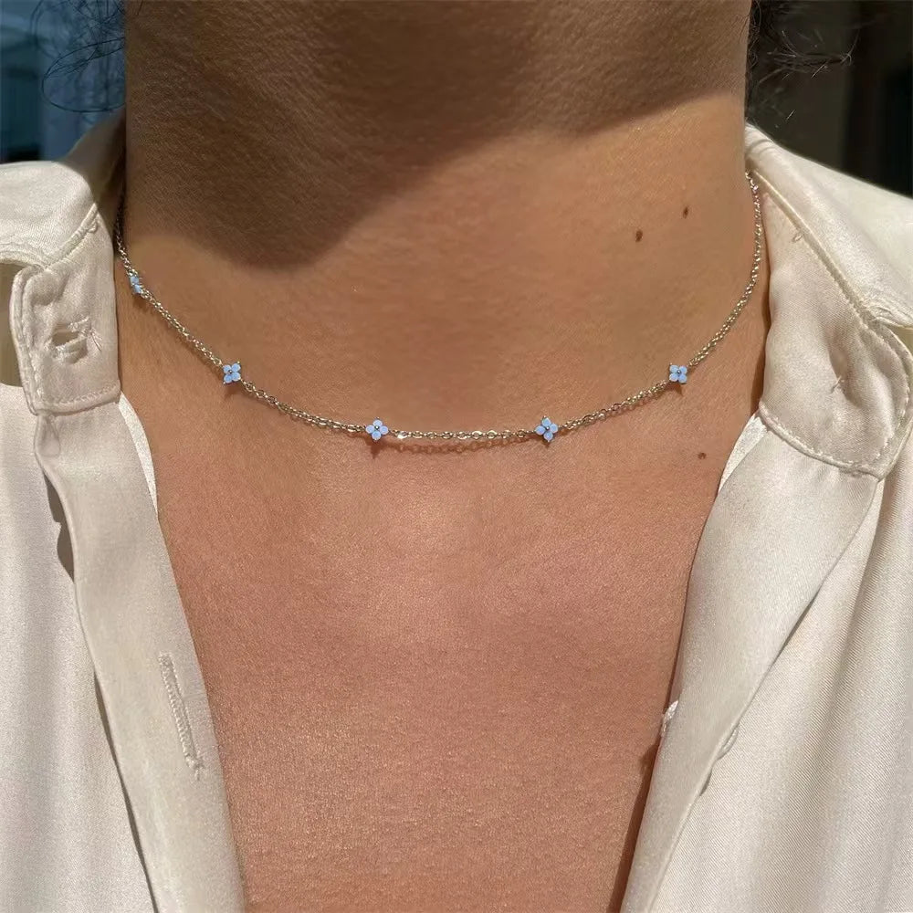 Aurelle Clover Zircon Necklace – 18K Gold-Plated Stainless Steel Chain | Four-Leaf Clover Jewellery | Elegant Women’s Gift