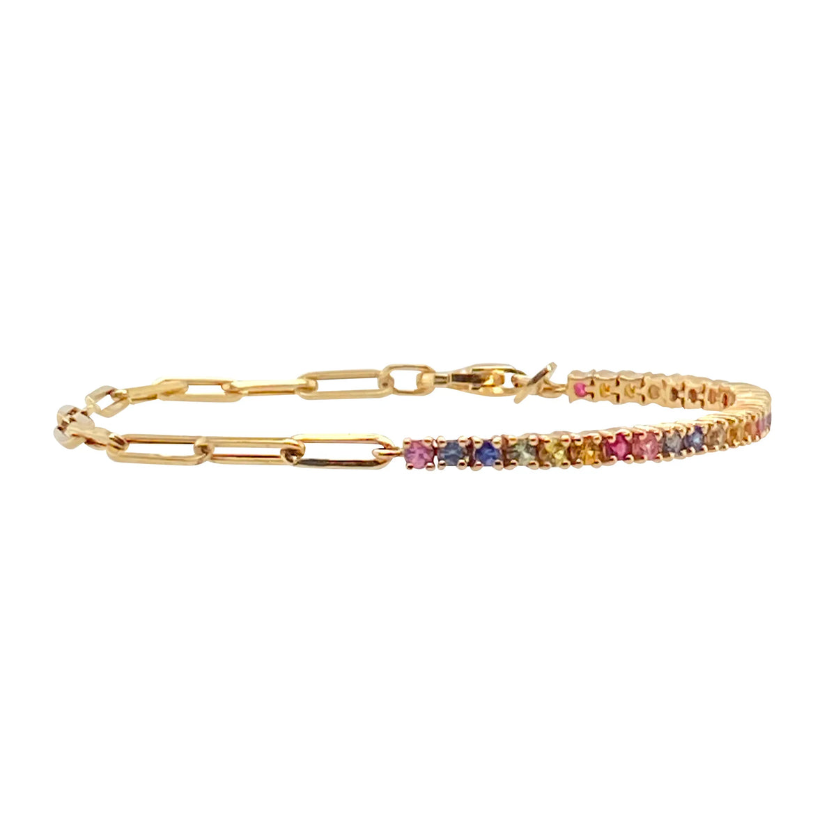 Virelle Colour Zircon Tennis Bracelet – Gold-Tone Cubic Zirconia Chain | Prong-Set Statement Jewellery | Women’s Sparkling Bracelet