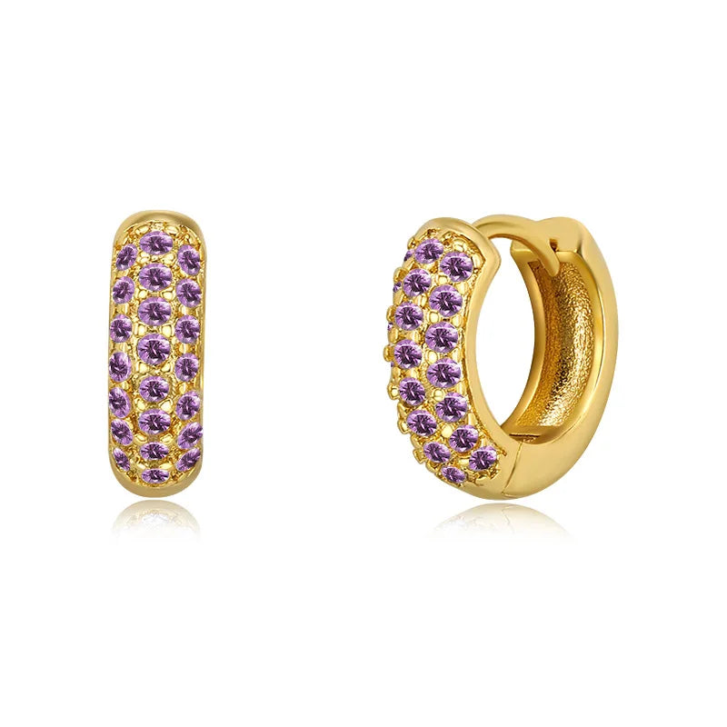 Lumielle Crystal Mini Hoop Earrings – Stainless Steel Small Cartilage Hoops | Multicolour Crystal Detail | Minimal Piercing Jewellery