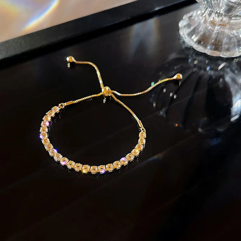 Virelle Colour Zircon Tennis Bracelet – Gold-Tone Cubic Zirconia Chain | Prong-Set Statement Jewellery | Women’s Sparkling Bracelet