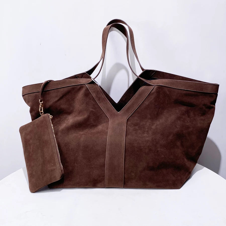 Sorelia Frosted Faux Suede Oversized Tote Bag – Women’s Large Capacity Shoulder Handbag | Soft Vintage Commuter Bag | Spacious Everyday Shopper