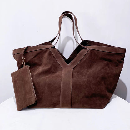 Sorelia Frosted Faux Suede Oversized Tote Bag – Women’s Large Capacity Shoulder Handbag | Soft Vintage Commuter Bag | Spacious Everyday Shopper