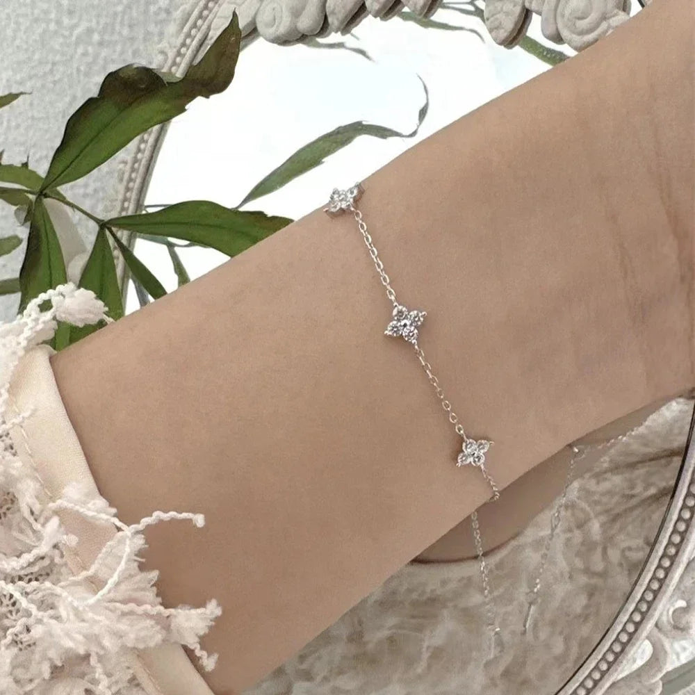 Aurelle Clover Zircon Necklace – 18K Gold-Plated Stainless Steel Chain | Four-Leaf Clover Jewellery | Elegant Women’s Gift