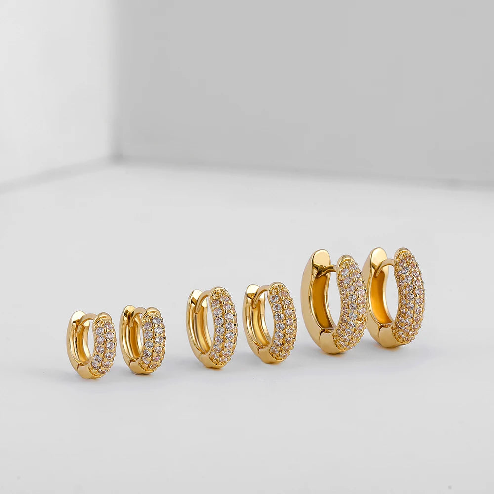 ElaraHug CZ Huggie Hoop Earrings – Gold-Plated Thin Ear Hoops | Sparkling Cubic Zirconia | Minimalist Cartilage Jewellery