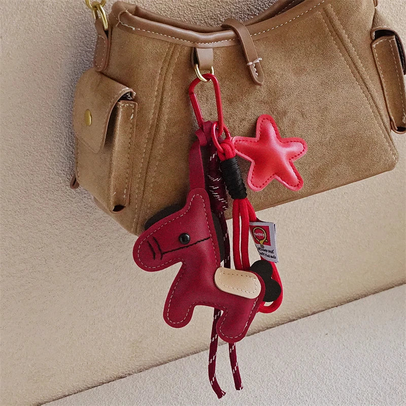 Equelle Pony Leather Bag Charm – Horse Keychain & Handbag Pendant | Personalised-Style Backpack Ornament | Women’s Purse Accessory