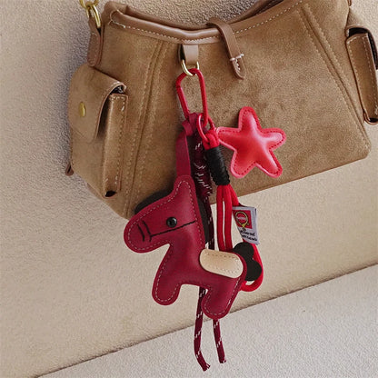 Equelle Pony Leather Bag Charm – Horse Keychain & Handbag Pendant | Personalised-Style Backpack Ornament | Women’s Purse Accessory