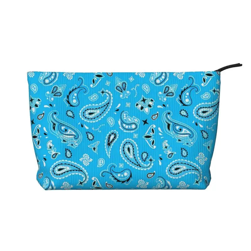 Rosavie Red Paisley Corduroy Makeup Bag – Women’s Bandana Print Cosmetic Pouch | Zip Travel Toiletry Organiser | Casual Beauty Storage Bag