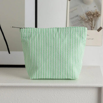 Solena Striped Woven Clutch Bag – Women’s Crochet-Style Beach Handbag | Soft Knitted Dumpling Purse | Casual Summer Clutch