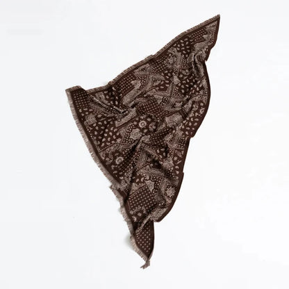 Aveline Jacquard-Style Triangle Scarf – Printed Knitted-Look Tassel Bandana | Women’s Vintage-Inspired Neck Wrap | Spring & Autumn Fashion Accessory