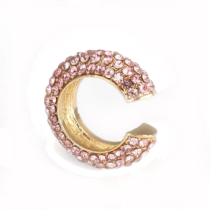 AureliaCurve Crystal C-Shape Clip-On Earrings – Gold-Tone Non-Pierced Ear Cuff | Rhinestone Cartilage Jewellery | Women’s Statement Earrings