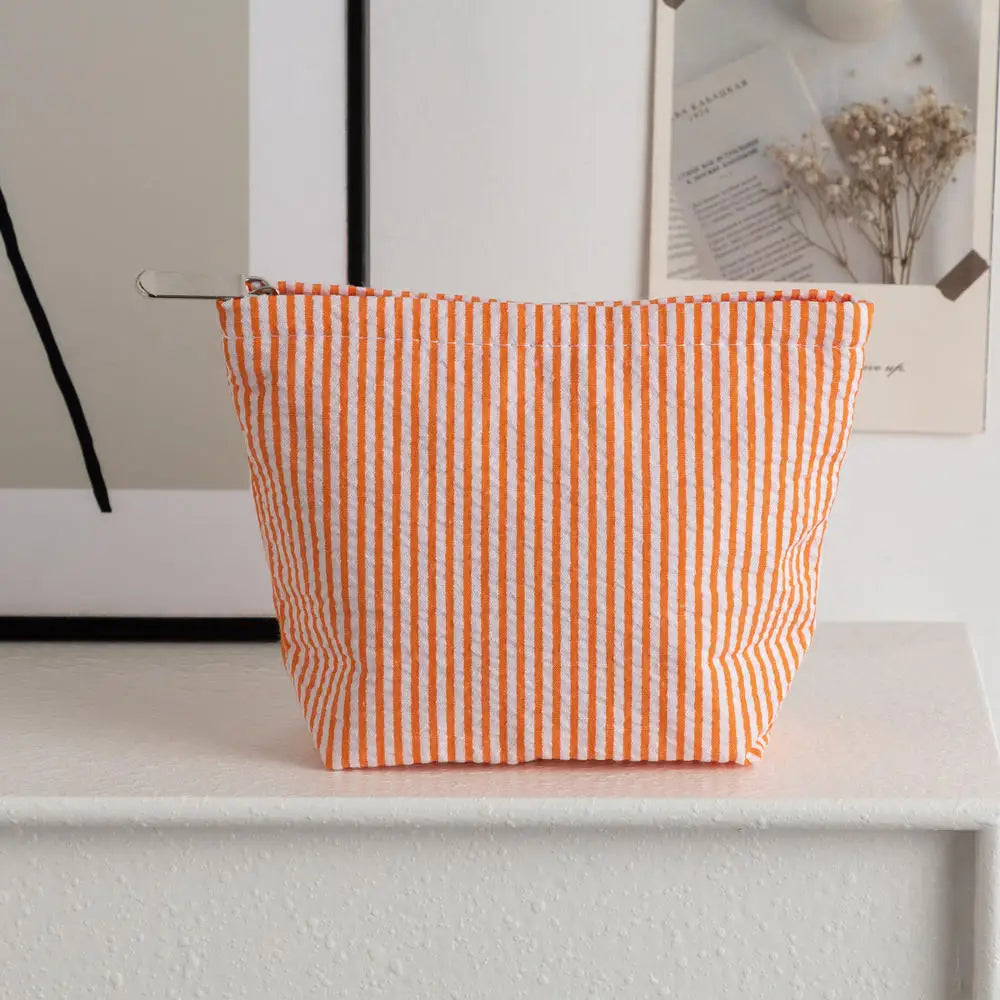 Solena Striped Woven Clutch Bag – Women’s Crochet-Style Beach Handbag | Soft Knitted Dumpling Purse | Casual Summer Clutch