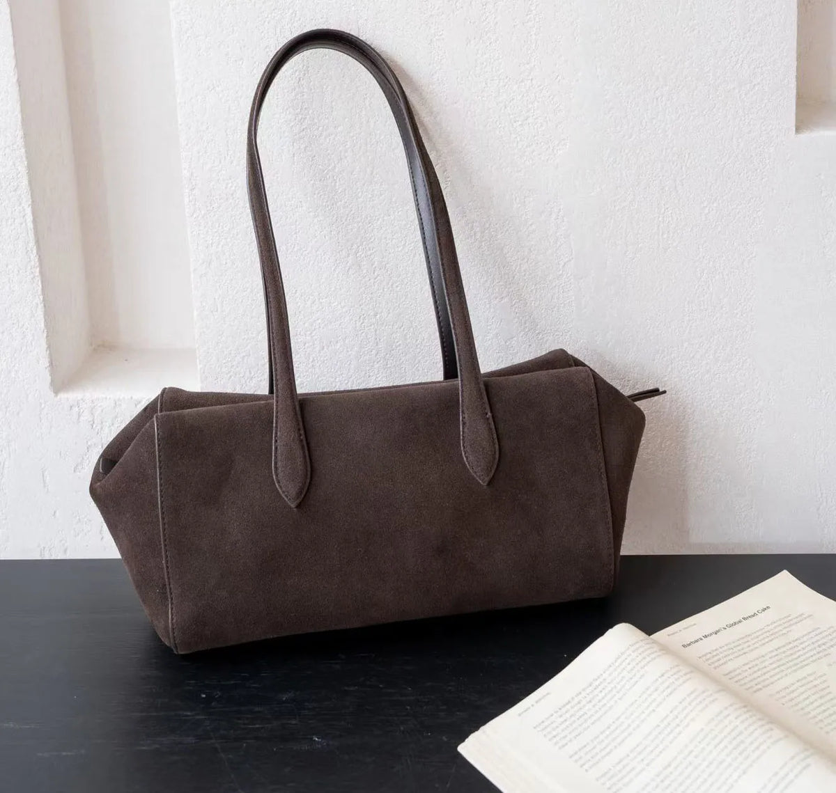 Veloura Suede Boston Shoulder Bag – Women’s Large Capacity Tote | Soft Commuter Handbag | Everyday Shopping Bag