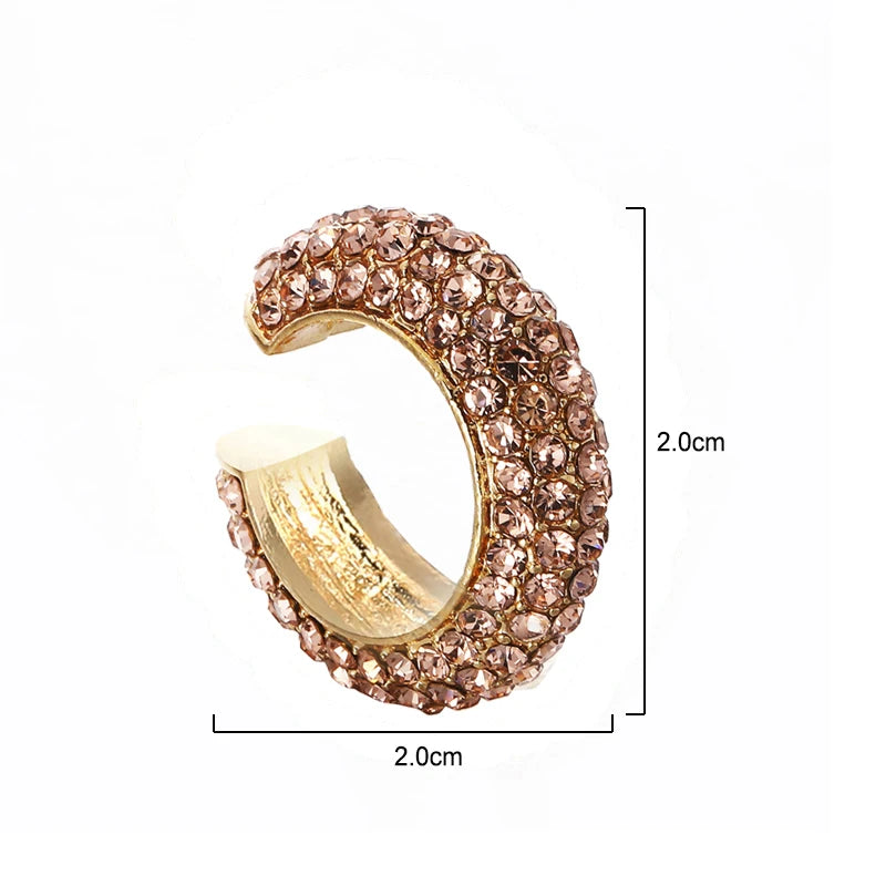 AureliaCurve Crystal C-Shape Clip-On Earrings – Gold-Tone Non-Pierced Ear Cuff | Rhinestone Cartilage Jewellery | Women’s Statement Earrings