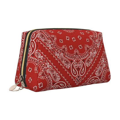 Sienna Paisley Travel Cosmetic Bag – Red & Black Printed Makeup Pouch | Women’s Zipped Toiletry Organiser | Portable Beauty Storage Bag