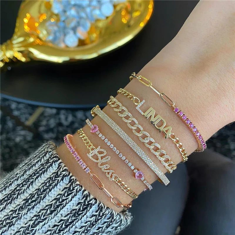 Virelle Colour Zircon Tennis Bracelet – Gold-Tone Cubic Zirconia Chain | Prong-Set Statement Jewellery | Women’s Sparkling Bracelet