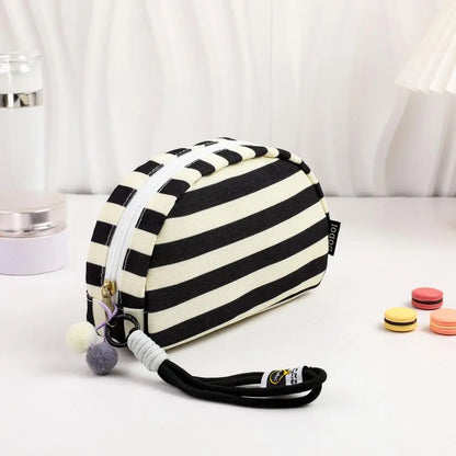 Solena Striped Woven Clutch Bag – Women’s Crochet-Style Beach Handbag | Soft Knitted Dumpling Purse | Casual Summer Clutch