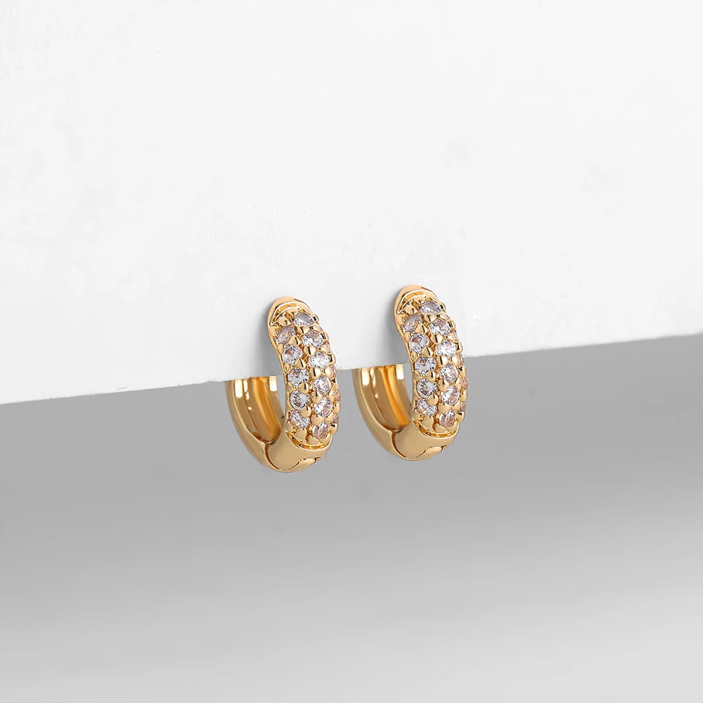 ElaraHug CZ Huggie Hoop Earrings – Gold-Plated Thin Ear Hoops | Sparkling Cubic Zirconia | Minimalist Cartilage Jewellery