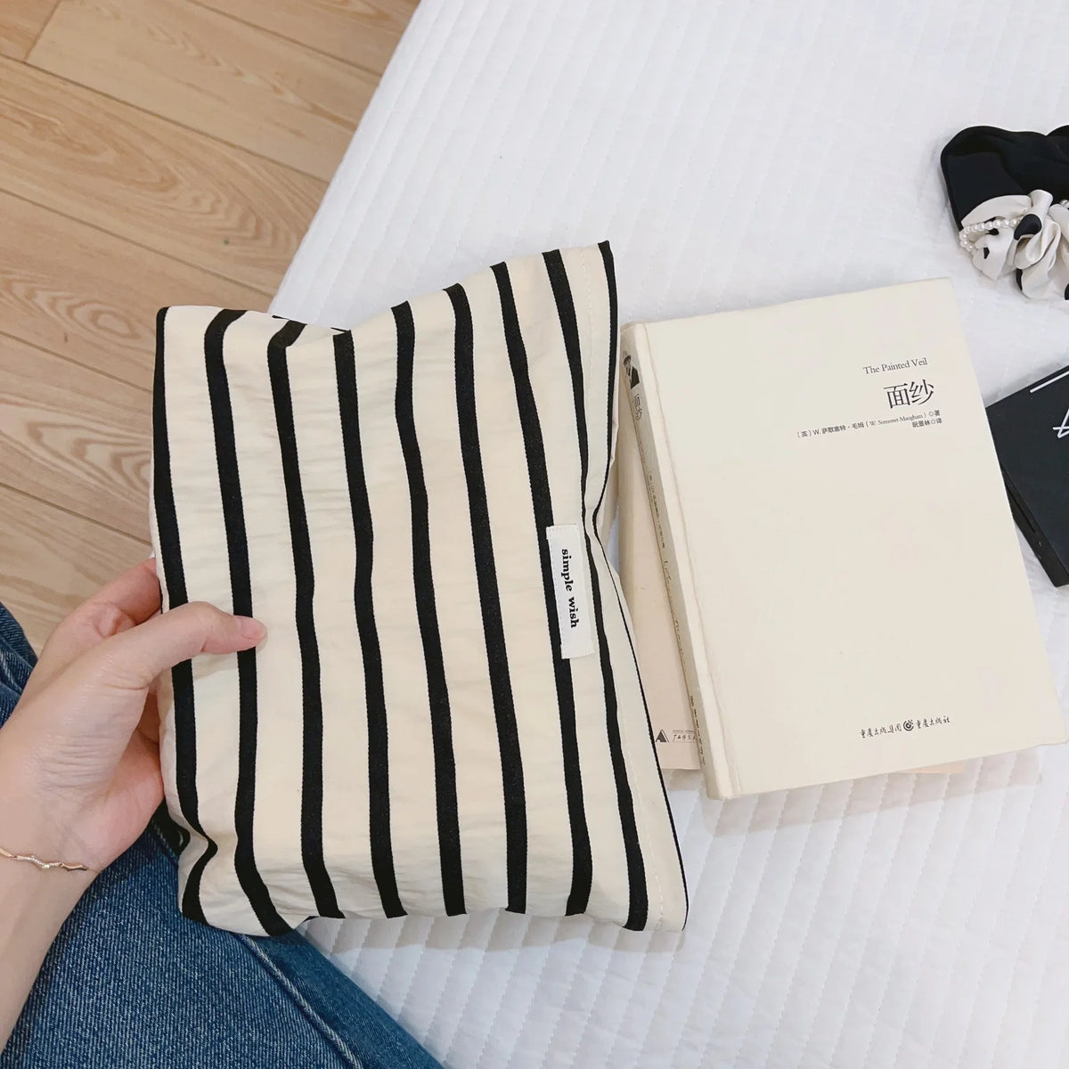 Maribel Striped Canvas Cosmetic Bag – Women’s Makeup & Toiletry Organiser | Travel Storage Pouch | Phone Purse & Clutch Bag