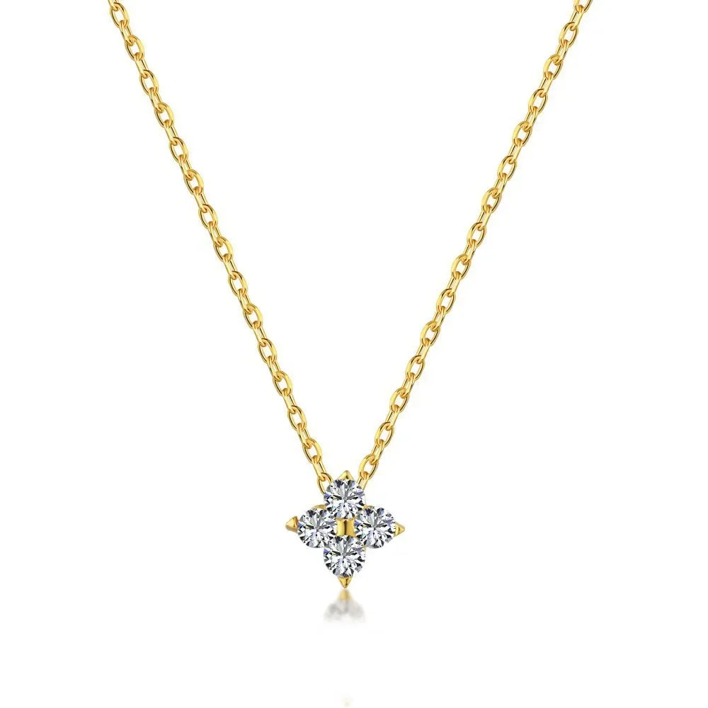 Aurelle Clover Zircon Necklace – 18K Gold-Plated Stainless Steel Chain | Four-Leaf Clover Jewellery | Elegant Women’s Gift