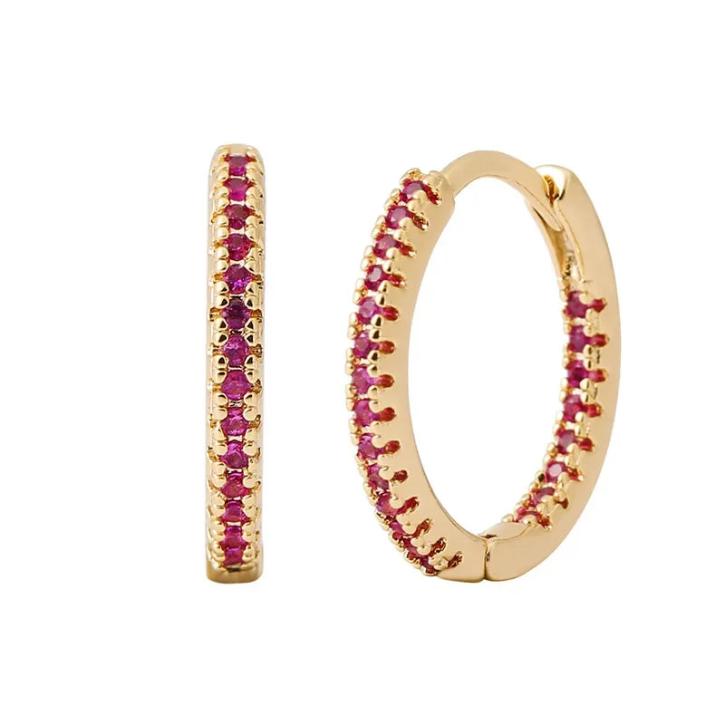 LioraLuxe Colour Zircon Hoop Earrings – Gold-Tone Women’s Earrings | Random Colour Cubic Zirconia | Luxury-Inspired Statement Jewellery