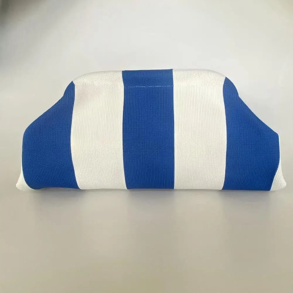 Solena Striped Woven Clutch Bag – Women’s Crochet-Style Beach Handbag | Soft Knitted Dumpling Purse | Casual Summer Clutch