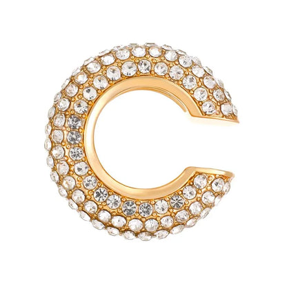Celestine Crystal C-Shaped Ear Cuff – Women’s No-Piercing Clip Earring | Gold-Colour Geometric Design | Trendy Cartilage Jewellery