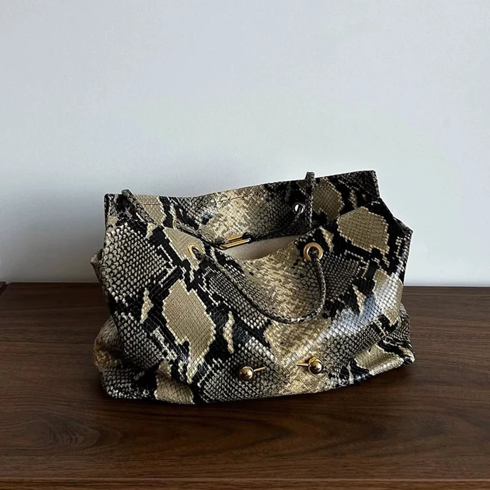 Zebrina Vintage Tote Bag – Women's Zebra Print Faux Leather Handbag | Large Capacity Soft Shoulder Bag | Gold Ball Clasp Purse