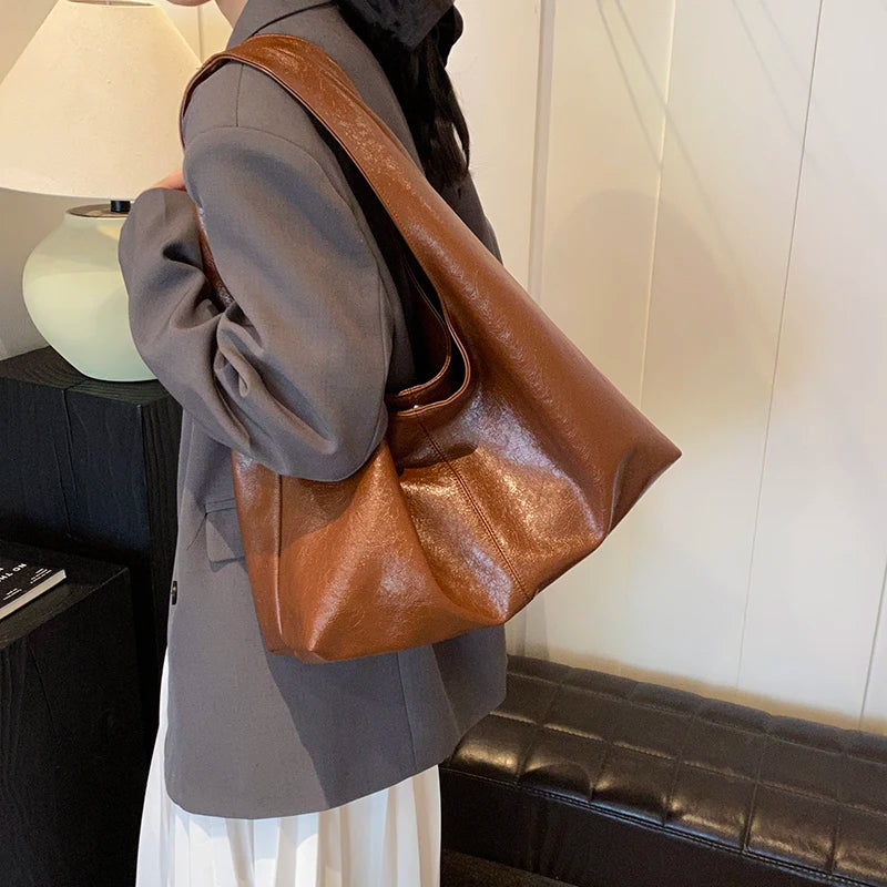 ElvaraHobo Shoulder Bag – Large PU Leather Underarm Handbag | Soft Baguette Purse | Everyday Women’s Bag