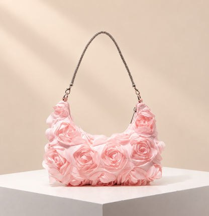 Rosavelle Rosette Shoulder Bag — warm beige studio background