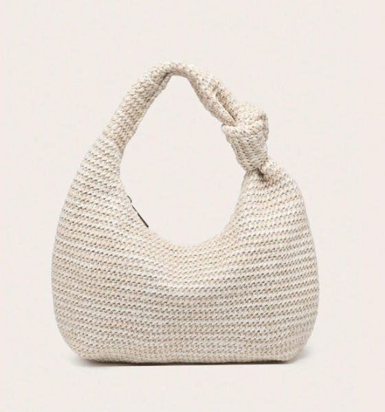 Calienne Striped Knit-Effect Hobo Bag