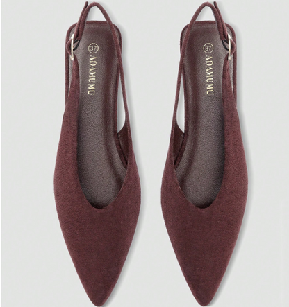 Aveline Pointed-Toe Slingback Flats