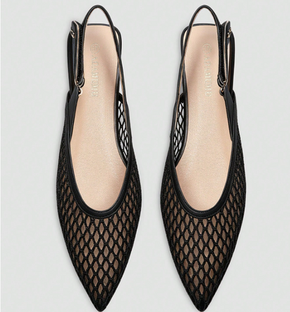 Serelle Mesh Pointed-Toe Slingback Flats