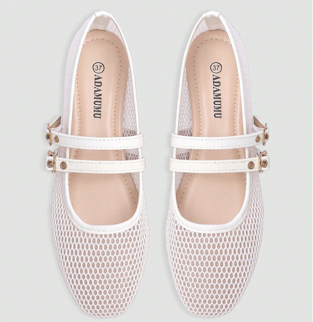 Mireva Mesh Double-Strap Mary Jane Flats