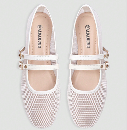 Mireva Mesh Double-Strap Mary Jane Flats