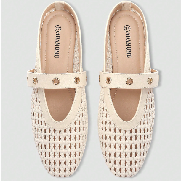 Solmira Woven Studded-Strap Mary Jane Flats