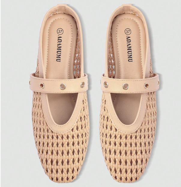 Solmira Woven Studded-Strap Mary Jane Flats
