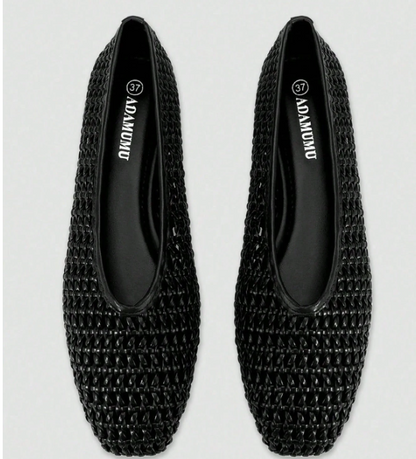 Tessara Woven Square-Toe Slip-On Flats