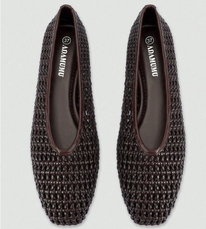 Tessara Woven Square-Toe Slip-On Flats