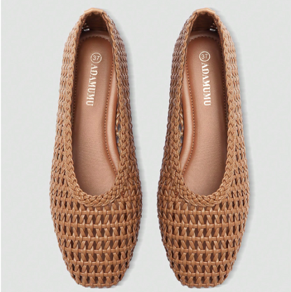 Tessara Woven Square-Toe Slip-On Flats