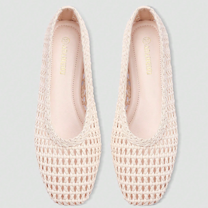 Tessara Woven Square-Toe Slip-On Flats