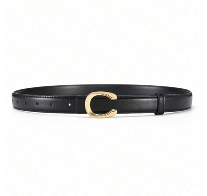 Céliane Letter Buckle Belt – Women’s 110cm PU Waist Belt | Smooth Statement Buckle | Casual Trouser & Dress Accessory