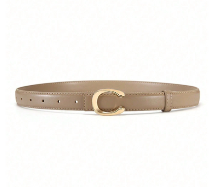 Céliane Letter Buckle Belt – Women’s 110cm PU Waist Belt | Smooth Statement Buckle | Casual Trouser & Dress Accessory
