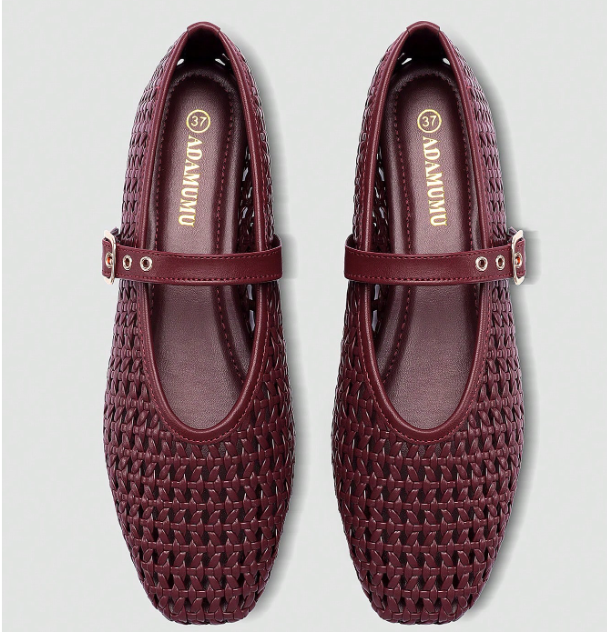 Aurelis Gold Woven Mary Jane Flats