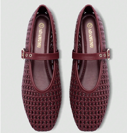 Aurelis Gold Woven Mary Jane Flats