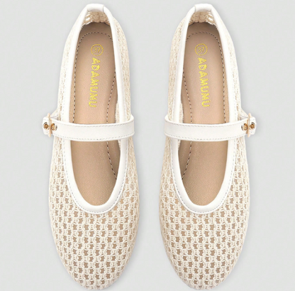 Aurelis Gold Woven Mary Jane Flats