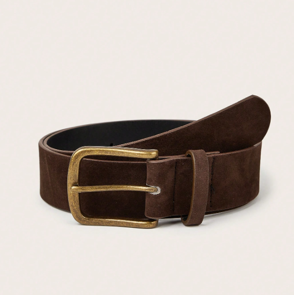 Velmora Retro Square Buckle Waist Belt – Women’s Coffee & Black PU Belt | Copper-Tone Buckle | Vintage Dress & Coat Accessory