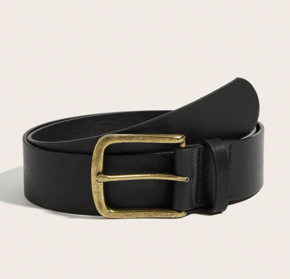 Velmora Retro Square Buckle Waist Belt – Women’s Coffee & Black PU Belt | Copper-Tone Buckle | Vintage Dress & Coat Accessory