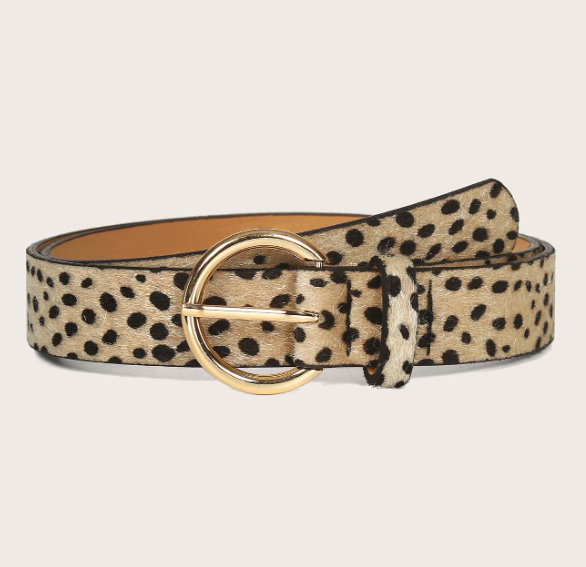 Wildora Leopard Print Belt – Women’s PU Waist Belt | Round Buckle | Boho Western Jeans & Trouser Accessory