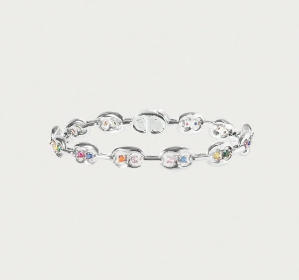 Celestine Zirconia Chain Bracelet – Women’s Geometric Jewellery | Crystal-Inspired Statement Bracelet | Elegant Everyday Accessory